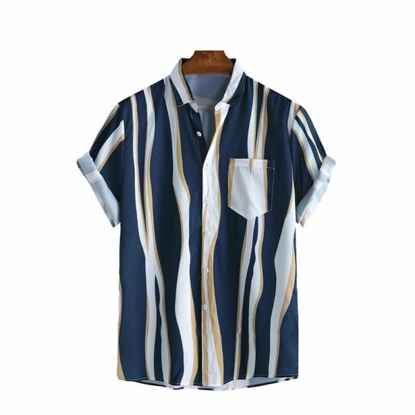 men's casual shirts men 2021 striped short sleeve buttons pocket summer holiday beachwear male, White;black
men's casual shirts men 2021 striped short sleeve buttons pocket summer holiday beachwear male, White;black