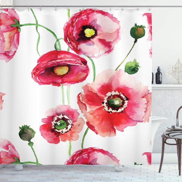 shower curtains watercolor flower decor collection, stylized poppy flowers buds painting effect, polyester fabric bathroom
shower curtains watercolor flower decor collection, stylized poppy flowers buds painting effect, polyester fabric bathroom