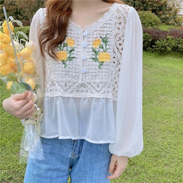 women's blouses & shirts houzhou spring summer chiffon hollow out white shirt women harajuku beautiful elegant floral blouse long sleev
women's blouses & shirts houzhou spring summer chiffon hollow out white shirt women harajuku beautiful elegant floral blouse long sleev