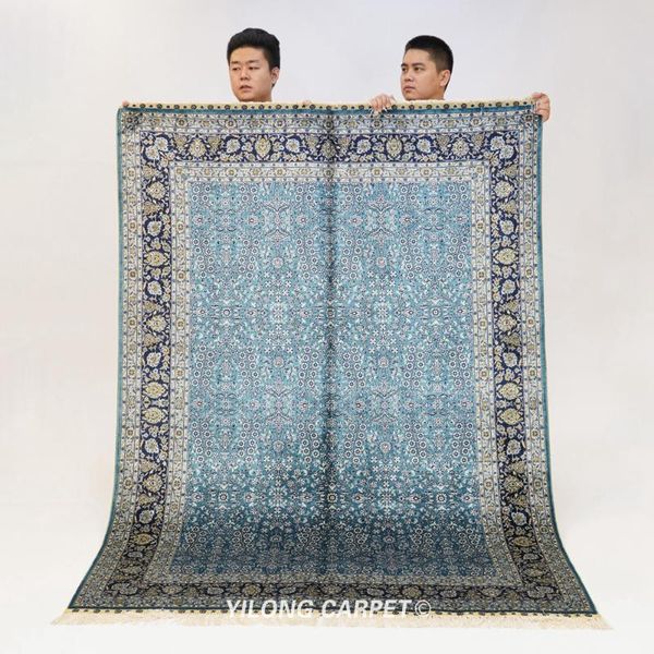 carpets 5'x7' blue all over hand woven silk rugs persian qum medallion carpet (hf382h)
carpets 5'x7' blue all over hand woven silk rugs persian qum medallion carpet (hf382h)