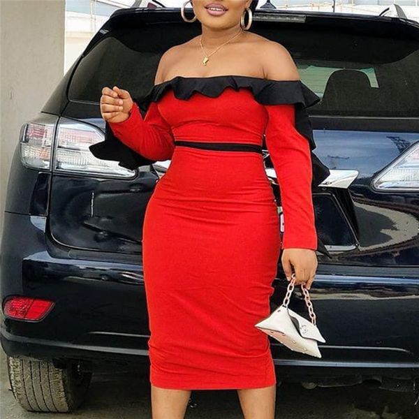 women dressed bodycon off the shoulder black ribbons frilly high-waisted party african dress big fashion female robes i77n, Black;gray
women dressed bodycon off the shoulder black ribbons frilly high-waisted party african dress big fashion female robes i77n, Black;gray