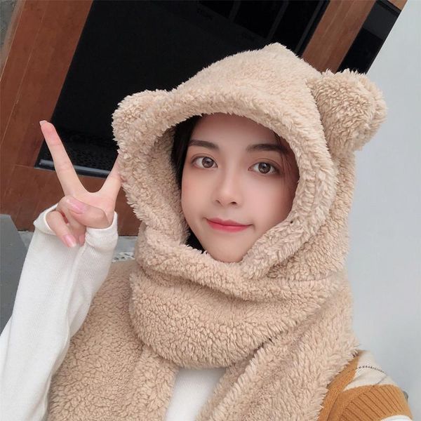 beanies lamb velvet hat female autumn and winter all-match cute hooded bear scarf gloves one warm cold ear protection cotton cap
beanies lamb velvet hat female autumn and winter all-match cute hooded bear scarf gloves one warm cold ear protection cotton cap