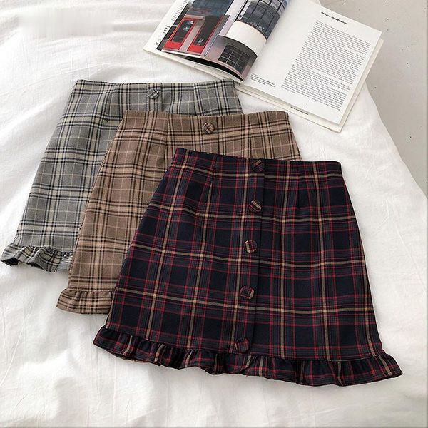 skirts 2021 skirt korean empire classic plaid casual above knee, mini ruffles lace hem single row button decoration bud, Black
skirts 2021 skirt korean empire classic plaid casual above knee, mini ruffles lace hem single row button decoration bud, Black