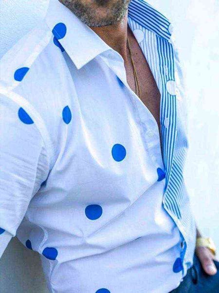 autumn men's loose casual fashion print dot stripe long sleeve shirt cardigan, White;black
autumn men's loose casual fashion print dot stripe long sleeve shirt cardigan, White;black