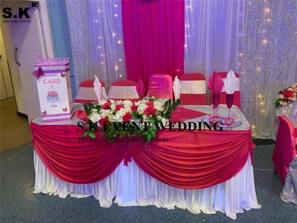 nice looking ice silk table skirt cloth skirting with color swag drape for wedding event banquet decoration
nice looking ice silk table skirt cloth skirting with color swag drape for wedding event banquet decoration