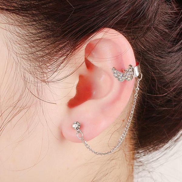 clip-on & screw back personalized fringed clip earrings alloy drill earcuff pendientes mujer ear cuffs piercing for women, Silver 
clip-on & screw back personalized fringed clip earrings alloy drill earcuff pendientes mujer ear cuffs piercing for women, Silver