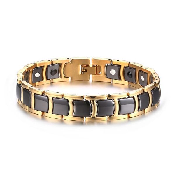 12mm stainless steel ceramic gold color trend bracelet bracelet for men b00704, Black
12mm stainless steel ceramic gold color trend bracelet bracelet for men b00704, Black
