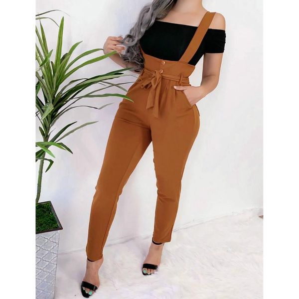 women's pants & capris fashion autumn women solid color high waist straps stretch trousers casual overalls, Black;white
women's pants & capris fashion autumn women solid color high waist straps stretch trousers casual overalls, Black;white