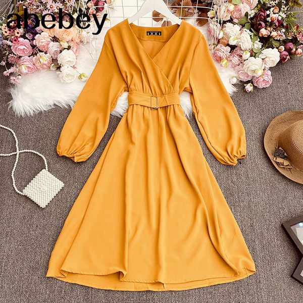 spring autumn temperament all-match v-neck puff sleeve dress waist slim sashes mid length 210512, Black;gray
spring autumn temperament all-match v-neck puff sleeve dress waist slim sashes mid length 210512, Black;gray