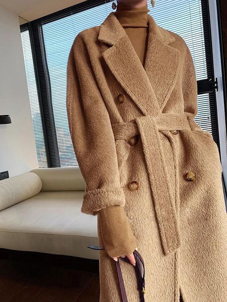 women's wool & blends high end series recommend craftsmanship suli long coat light luxury alpaca albaca, Black
women's wool & blends high end series recommend craftsmanship suli long coat light luxury alpaca albaca, Black