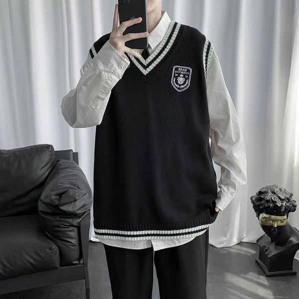 men's vests 2021 spring outer knit sweater vest men women japan preppy embroidery v-neck sleeveless bottoming high street goth punk, Black;white
men's vests 2021 spring outer knit sweater vest men women japan preppy embroidery v-neck sleeveless bottoming high street goth punk, Black;white