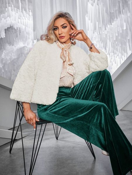 high waist velvet pants 711l#, Black;white
high waist velvet pants 711l#, Black;white