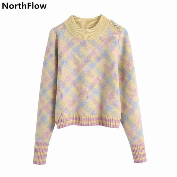 northflow sweaters women plaid pullovers shoulder crystal button pull femme women's, White;black
northflow sweaters women plaid pullovers shoulder crystal button pull femme women's, White;black