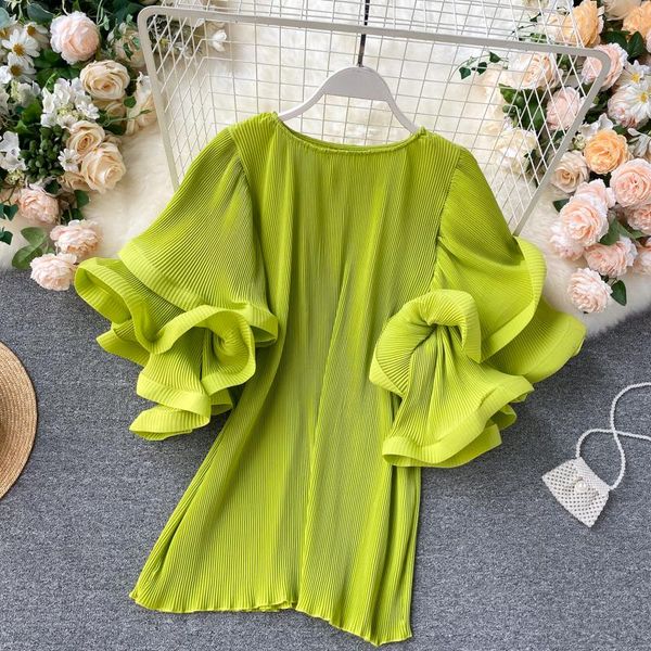 women's blouses & shirts sense three dimensional trumpet sleeve loose foreign style pleated chiffon shirt summer solid color pullover, White
women's blouses & shirts sense three dimensional trumpet sleeve loose foreign style pleated chiffon shirt summer solid color pullover, White