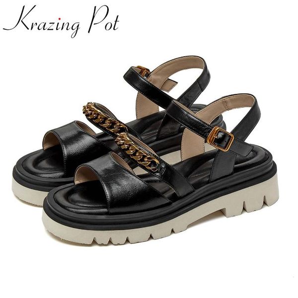 sandals krazing pot cow leather casual leisure thick bottom med heels buckle straps chains fasteners punk rock singer fashion, Black
sandals krazing pot cow leather casual leisure thick bottom med heels buckle straps chains fasteners punk rock singer fashion, Black