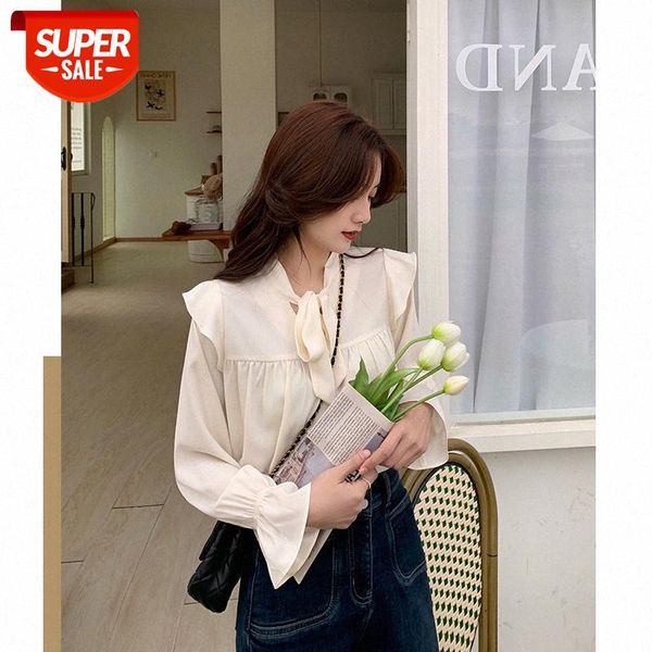 homemade chiffon shirt female design sense retro bow long-sleeved white women #dw34 
homemade chiffon shirt female design sense retro bow long-sleeved white women #dw34
