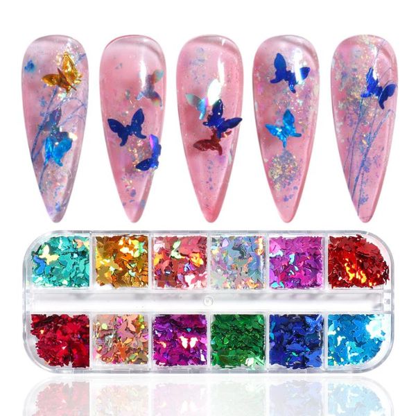 nail glitter 12 grids butterfly sequins sparkly mirror slice flakes colorful holo polish paillette for nails art decor nfxh, Silver;gold
nail glitter 12 grids butterfly sequins sparkly mirror slice flakes colorful holo polish paillette for nails art decor nfxh, Silver;gold