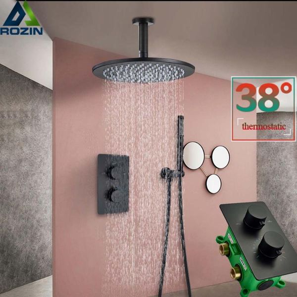 thermostatic shower faucet matte black ceiling mounted bathroom rainfall column dual handle concealed mixer tap sets
thermostatic shower faucet matte black ceiling mounted bathroom rainfall column dual handle concealed mixer tap sets