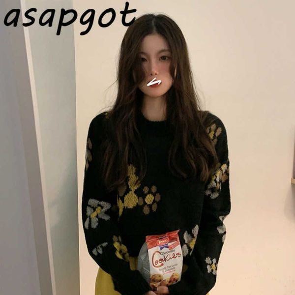 long sleeve knitwear loose hit color o neck print flowers sweater pullovers autumn wild vintage pull femme chic fashion 210610, White
long sleeve knitwear loose hit color o neck print flowers sweater pullovers autumn wild vintage pull femme chic fashion 210610, White