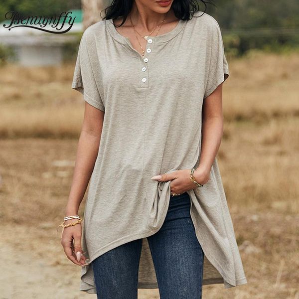 benuynffy o-neck button detail solid t shirts women 2021 summer short sleeve casual loose high low t-shirt clothing women's, White
benuynffy o-neck button detail solid t shirts women 2021 summer short sleeve casual loose high low t-shirt clothing women's, White