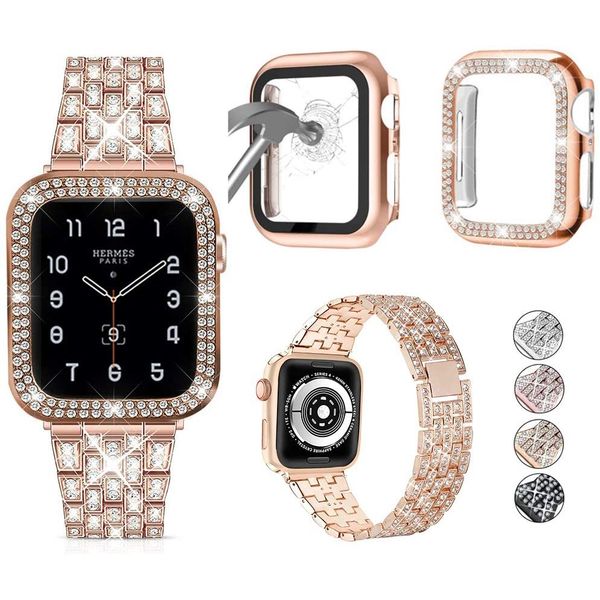 3pcs apple watch strap 38 40 42 44 mm women's jewelry shiny diamond metal strap, diamond case and glass screen protector. applicable to
3pcs apple watch strap 38 40 42 44 mm women's jewelry shiny diamond metal strap, diamond case and glass screen protector. applicable to