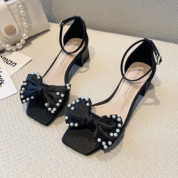 sandals summer women's fashion pearl bow mid-heel high heels non-slip open-toe beach women, Black
sandals summer women's fashion pearl bow mid-heel high heels non-slip open-toe beach women, Black