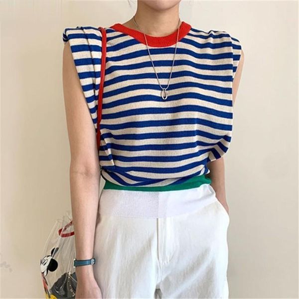 korean color-blocked casual fashion o-neck tees temperament 2021 summer women padded shoulder striped knitted tshirts women's t-shirt, White
korean color-blocked casual fashion o-neck tees temperament 2021 summer women padded shoulder striped knitted tshirts women's t-shirt, White