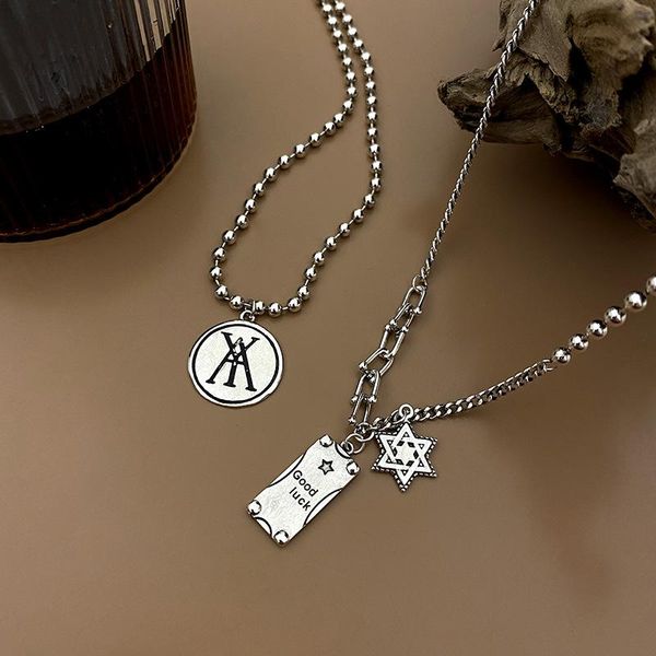 pendant necklaces retro hip-hop street clavicle chain necklace good lucky letters round star square bungee accessories jewelry, Silver
pendant necklaces retro hip-hop street clavicle chain necklace good lucky letters round star square bungee accessories jewelry, Silver