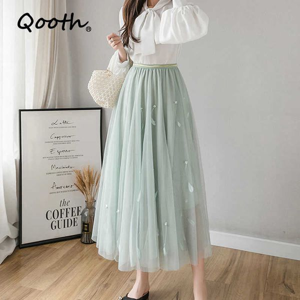 qooth sweet feather beaded skirt korean women's fairy mesh female autumn summer high waist stitching a-line qt533 210609, Black
qooth sweet feather beaded skirt korean women's fairy mesh female autumn summer high waist stitching a-line qt533 210609, Black