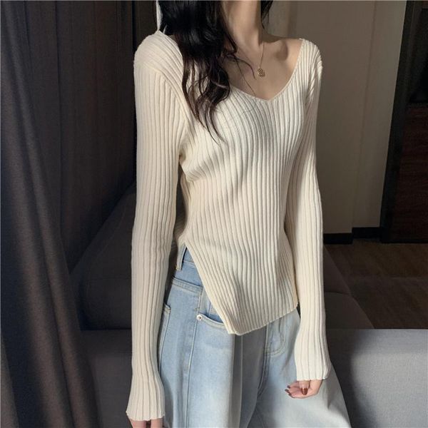 women's sweaters early autumn knitwear slim bottomed blouse inner long sleeve temperament outer wear irregular split, White;black
women's sweaters early autumn knitwear slim bottomed blouse inner long sleeve temperament outer wear irregular split, White;black