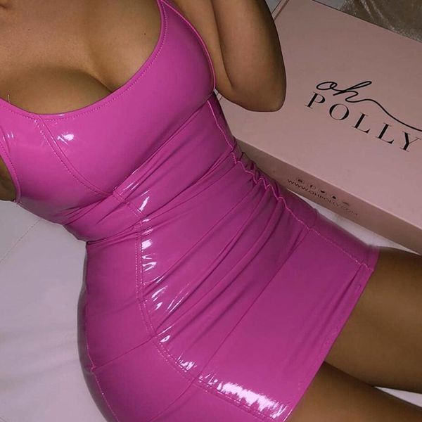 casual dresses pu leather bodycon women pink strap sleeveless u-neck y sheath mini club short vestidos, Black;gray
casual dresses pu leather bodycon women pink strap sleeveless u-neck y sheath mini club short vestidos, Black;gray