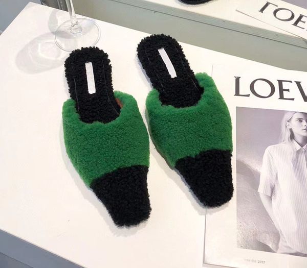 high-quality panda women's slippers net red lamb hair fashion baotou pointed toe color matching black and white with flat bottom leathe
high-quality panda women's slippers net red lamb hair fashion baotou pointed toe color matching black and white with flat bottom leathe