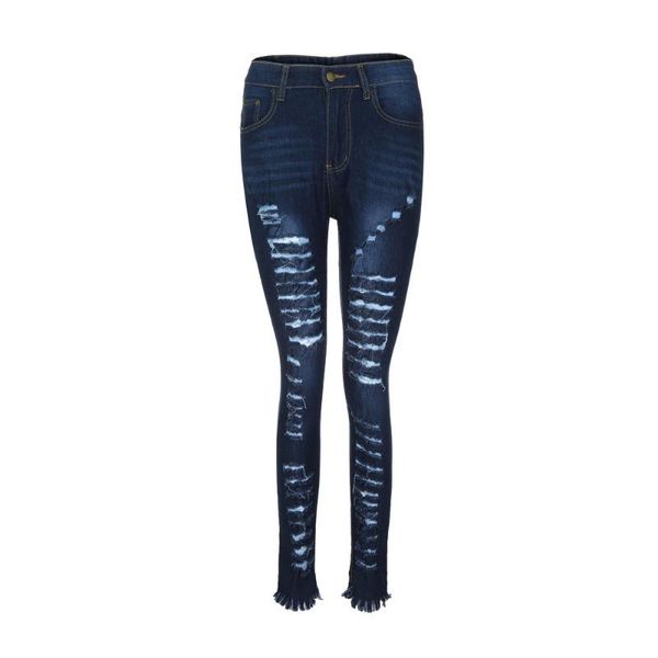 women's big hole feet jeans high waisted skinny denim stretch slim pants calf length pencil casual 5.30, Blue
women's big hole feet jeans high waisted skinny denim stretch slim pants calf length pencil casual 5.30, Blue