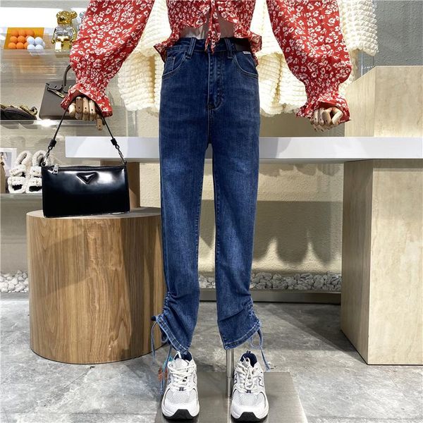 women's jeans brand original design 2021 pleated leg wash straight go with high-waisted skinny trousers, Blue
women's jeans brand original design 2021 pleated leg wash straight go with high-waisted skinny trousers, Blue