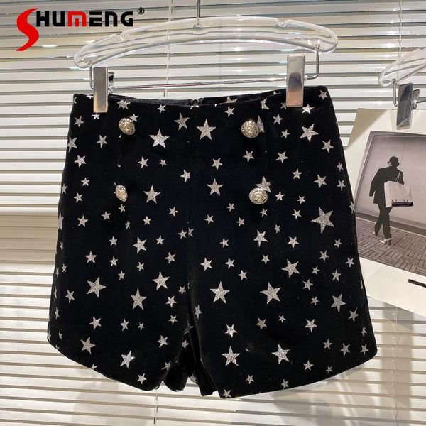 women's shorts all-matching loose metal bucket decorative short 2021 autumn fashion star printed for ladies, White;black
women's shorts all-matching loose metal bucket decorative short 2021 autumn fashion star printed for ladies, White;black