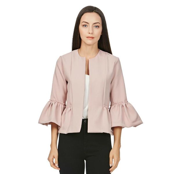 women's jackets ruffled open sleeve casual sweet beauty jacket seven quarter flare five colors pleated short, Black;brown
women's jackets ruffled open sleeve casual sweet beauty jacket seven quarter flare five colors pleated short, Black;brown