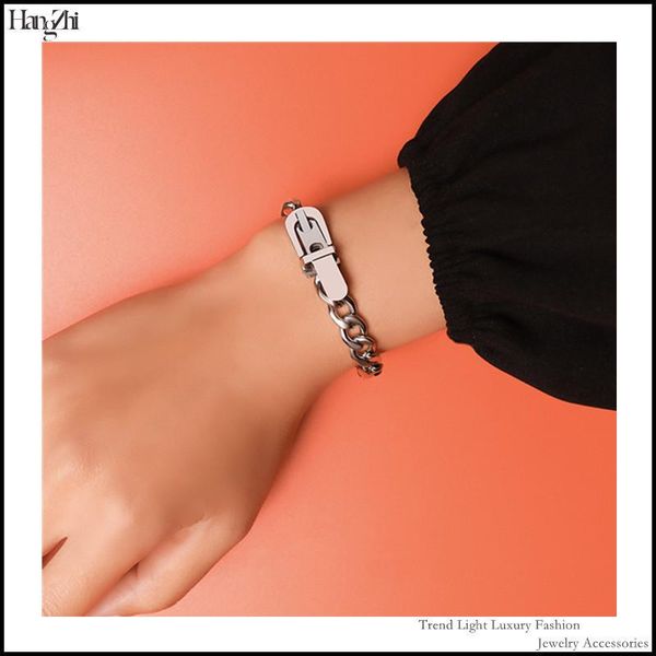 european and american niche design cold wind thick chain push buckle strap titanium steel bracelet for women 2021 link,, Black
european and american niche design cold wind thick chain push buckle strap titanium steel bracelet for women 2021 link,, Black