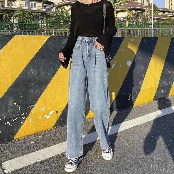 women's jeans spring slouchy stretchy korean women pockets denim high waist wide legs ropa mujer pants washed blue long trousers
women's jeans spring slouchy stretchy korean women pockets denim high waist wide legs ropa mujer pants washed blue long trousers