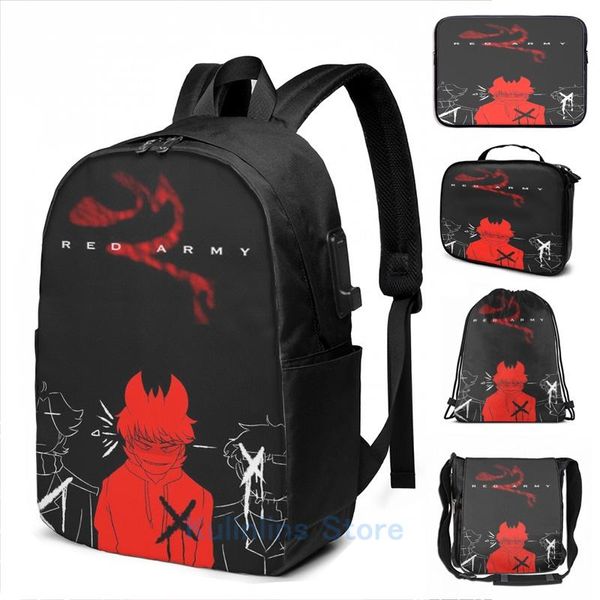 backpack funny graphic print red army usb charge men school bags women bag travel laptop