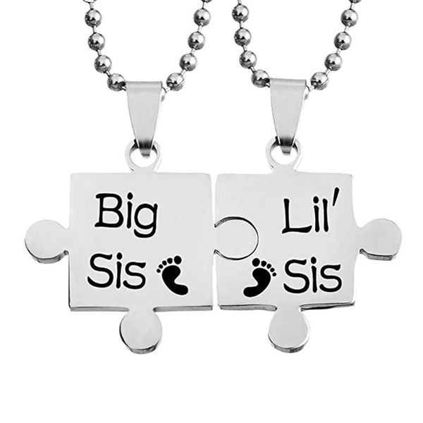 pendant necklaces design 2pcs creative lil sis big simple complementary sister necklace set ladies jewelry accessory gifts, Silver
pendant necklaces design 2pcs creative lil sis big simple complementary sister necklace set ladies jewelry accessory gifts, Silver