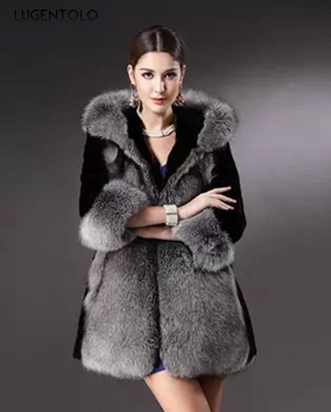women's fur & faux women coat autumn winter hoodie thick jacket large collar coats lady elegant three quarter sleeve lugentolo, Black
women's fur & faux women coat autumn winter hoodie thick jacket large collar coats lady elegant three quarter sleeve lugentolo, Black