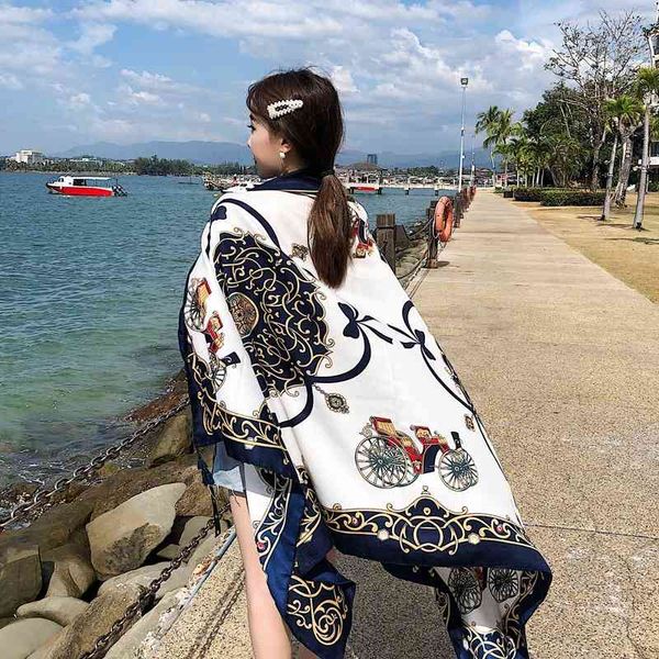 classic luxury brand women carriage scarf fashion print silk scarves lady sunscreen towel and wraps bandana beach stoles, Blue;gray
classic luxury brand women carriage scarf fashion print silk scarves lady sunscreen towel and wraps bandana beach stoles, Blue;gray