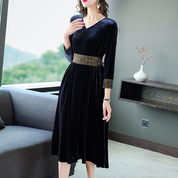 casual dresses coigarsam women long dress autumn 2022 fashion three quarter sleeve high waist dark blue robe vestidos, Black;gray
casual dresses coigarsam women long dress autumn 2022 fashion three quarter sleeve high waist dark blue robe vestidos, Black;gray