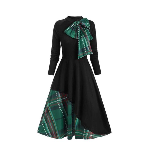 casual dresses fashion holiday women plaid bowknot long-sleeved dress round neck stitching big swing female vestidos mujer, Black;gray
casual dresses fashion holiday women plaid bowknot long-sleeved dress round neck stitching big swing female vestidos mujer, Black;gray