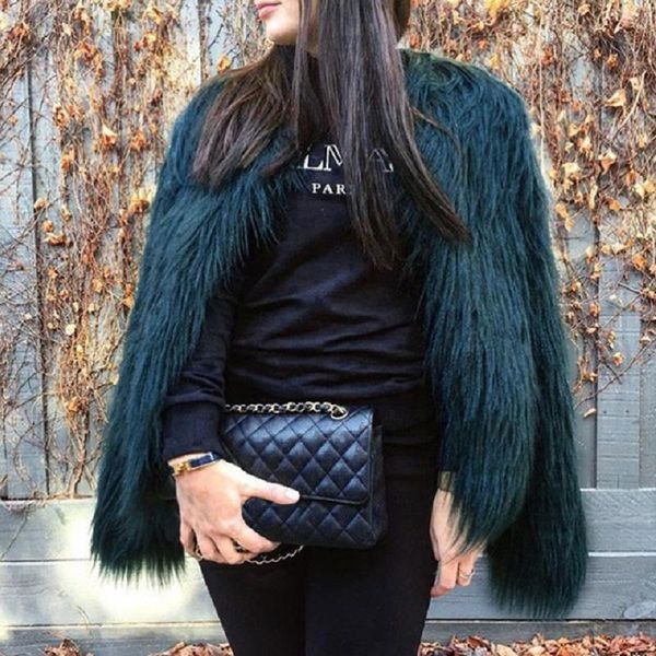 women's fur & faux furry coat women fluffy warm long sleeve female outerwear autumn winter jacket hairy collarless overcoat, Black
women's fur & faux furry coat women fluffy warm long sleeve female outerwear autumn winter jacket hairy collarless overcoat, Black