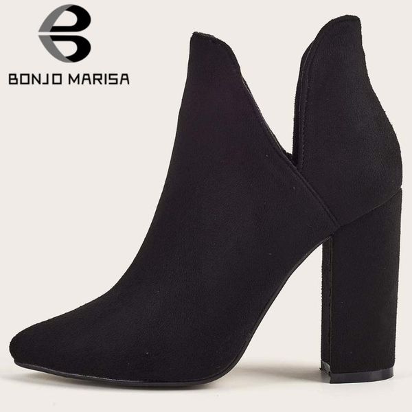 boots chic trendy elegant pointed toe high-quality square heels flock slip on ankle booties office ladies shoes women, Black
boots chic trendy elegant pointed toe high-quality square heels flock slip on ankle booties office ladies shoes women, Black