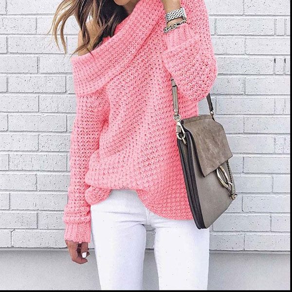 autumn off shoulder pullover warm womens sweaters winter knitted long sleeve loose female, White;black
autumn off shoulder pullover warm womens sweaters winter knitted long sleeve loose female, White;black