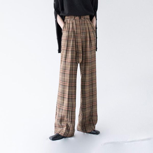 men women vintage plaid loose casual straight belt suit pant male streetwear fashion wide leg long trousers men's pants, Black
men women vintage plaid loose casual straight belt suit pant male streetwear fashion wide leg long trousers men's pants, Black