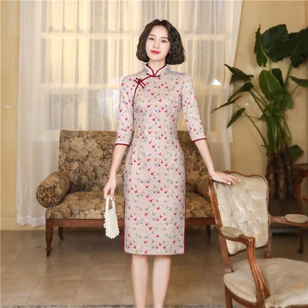 ethnic clothing cheongsam chinese traditional button short dress half sleeves elegant leisure trend comfortable 2 colors, Red
ethnic clothing cheongsam chinese traditional button short dress half sleeves elegant leisure trend comfortable 2 colors, Red