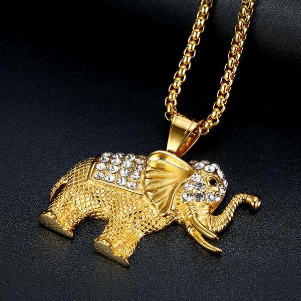 pendant necklaces drop iced out bling animal elephant for men/women gold color stainless steel fashion neclaceses, Silver
pendant necklaces drop iced out bling animal elephant for men/women gold color stainless steel fashion neclaceses, Silver